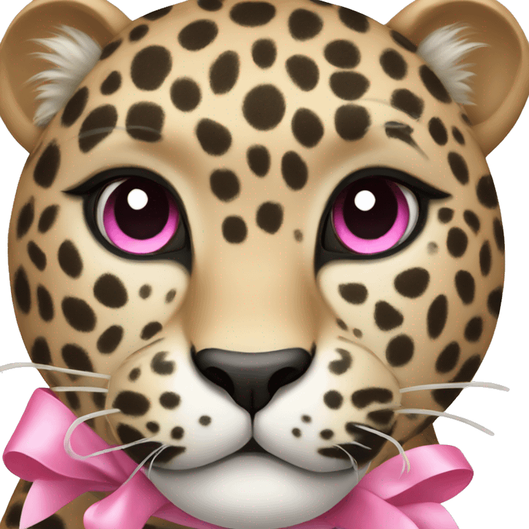 Leopard with pink bow emoji