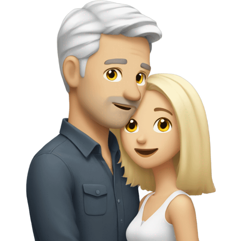 White man - short grey hair - no facial hair - kisses blonde girl  emoji