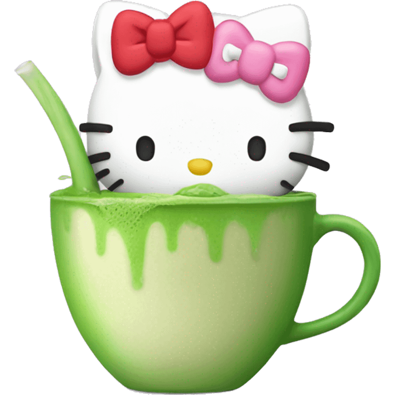 Hello kitty drinking matcha emoji