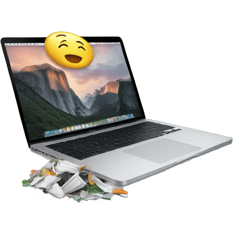 macbook with trash on desktop emoji