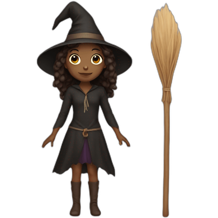 a brown thin girl dressed as a witch emoji