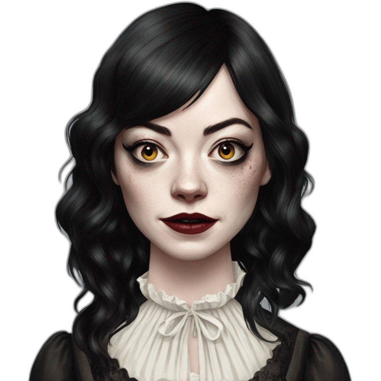 Emma Stone Victorian Poor Things black hair zombie emoji