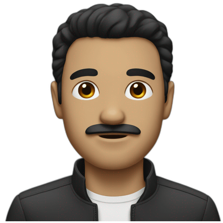 man with straight black hair and a little black mustache emoji