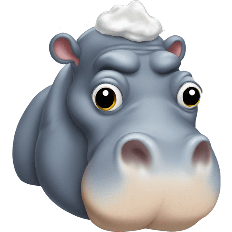 hippo with poo on head emoji