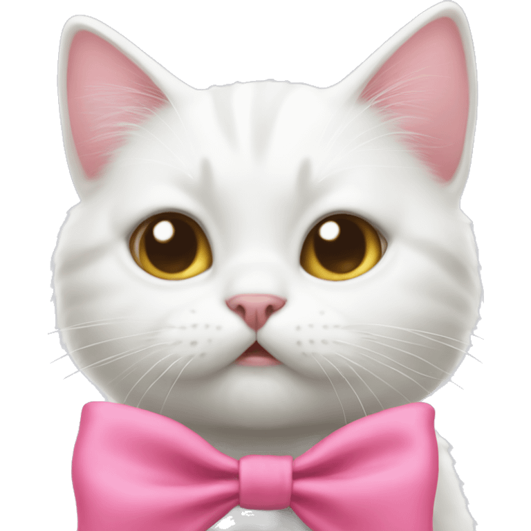 Cute white cat with a pink bow sends kisses  emoji