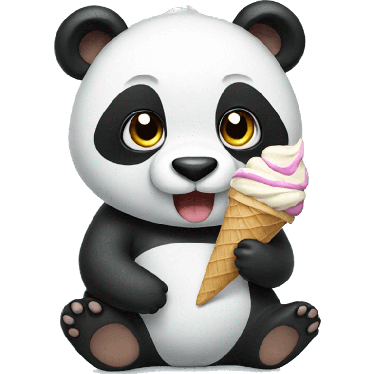 Panda eating ice cream emoji