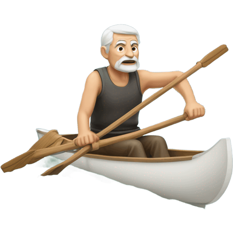 Old man rowing a boat. Skulling  emoji