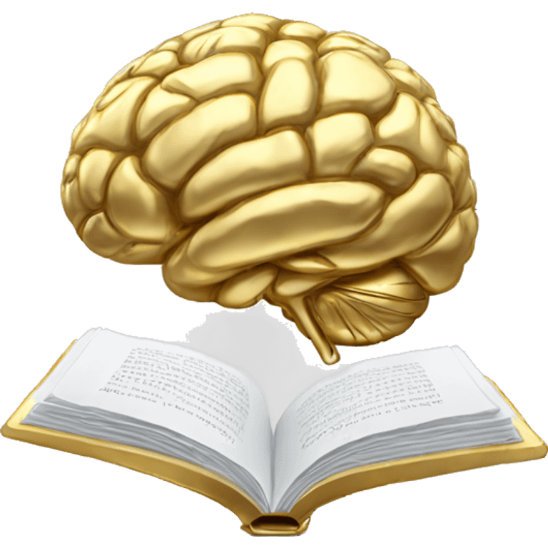 Gold brain reading a white book emoji