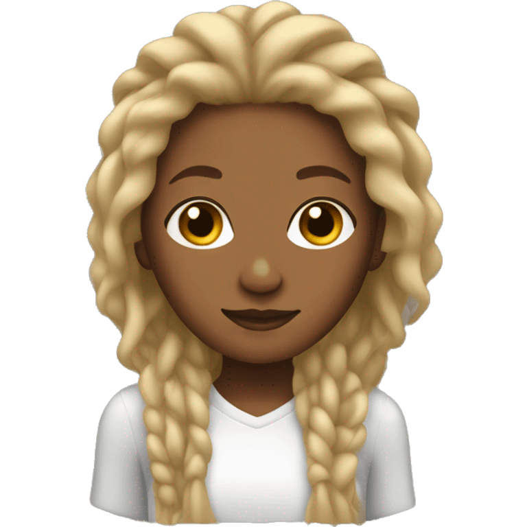 Brown skinned girl with blond dreadlocks emoji