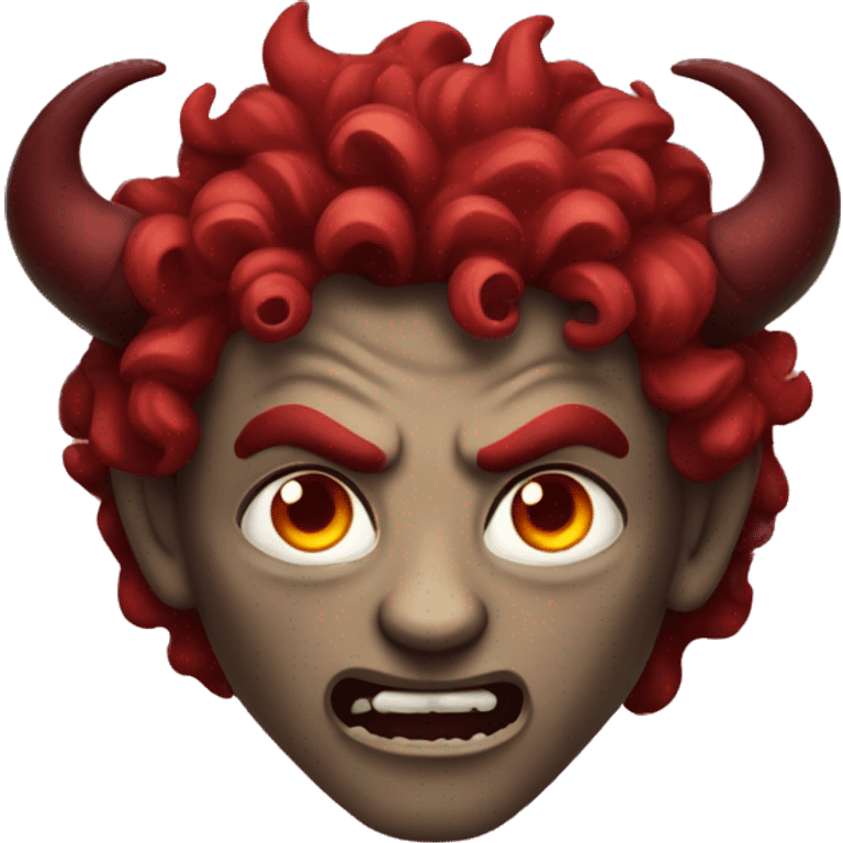 evil horned Male Demon red with curly hair emoji