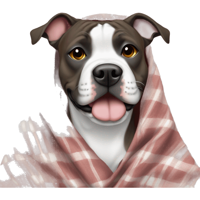 Brindle Pittie in a blanket emoji