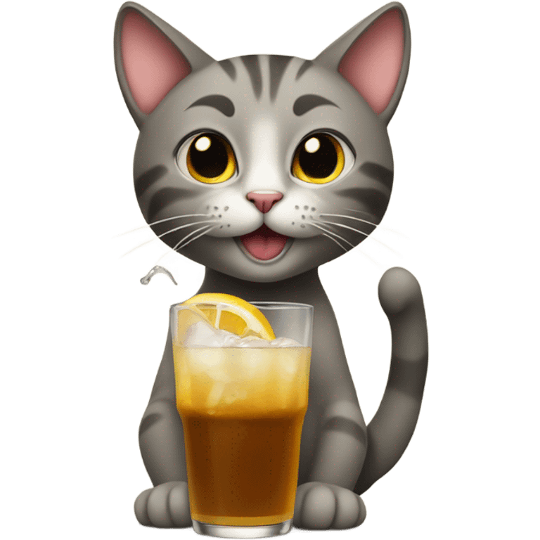 Cat with drink emoji