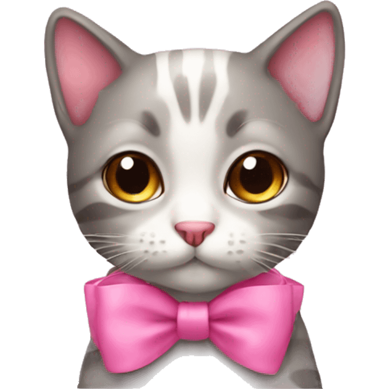 Cute cat with a pink bow emoji