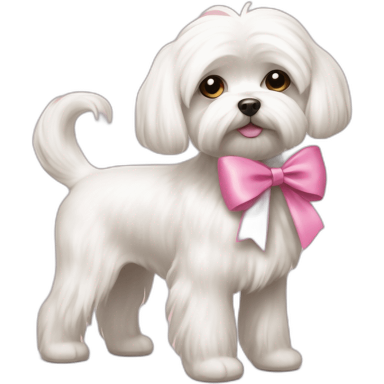 Maltese dog pink bow walking emoji