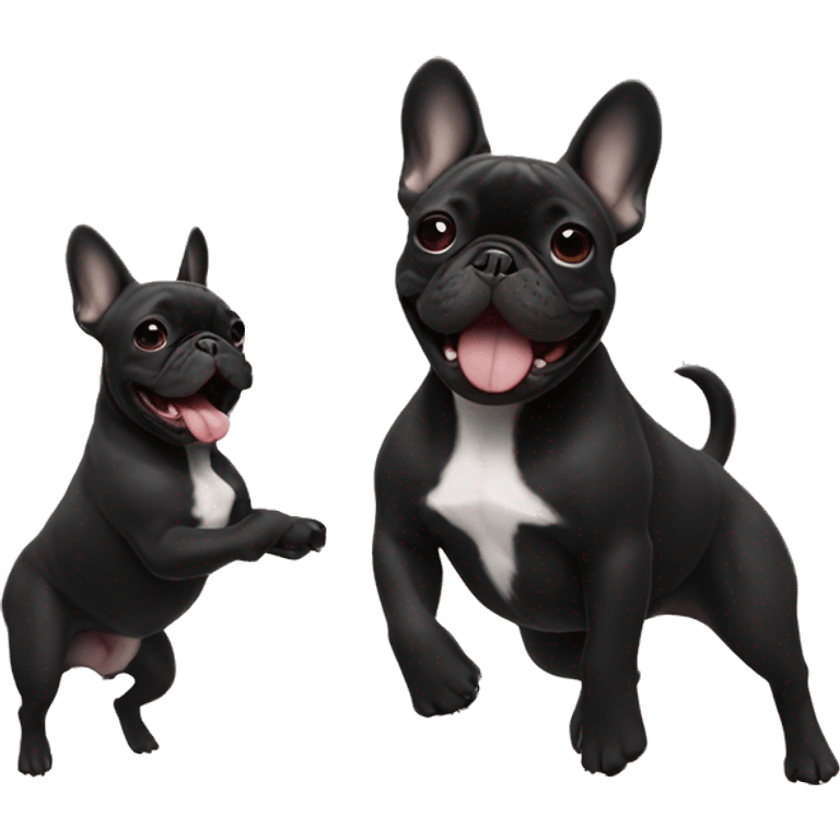 Black French bulldog dancing funny emoji