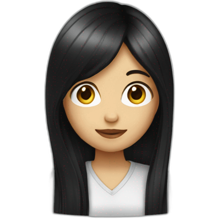 Long Black straight hair girl photographer emoji