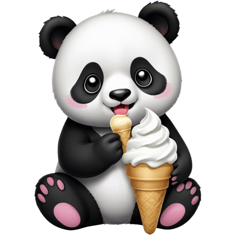 Panda eating ice cream emoji