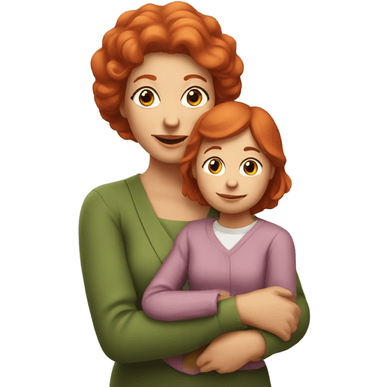 Red headed grandmother holding her red headed granddaughter  emoji