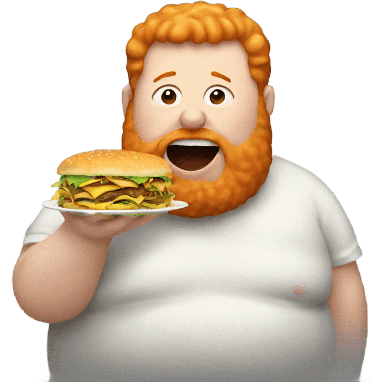 fat ginger man eating a lot of food  emoji