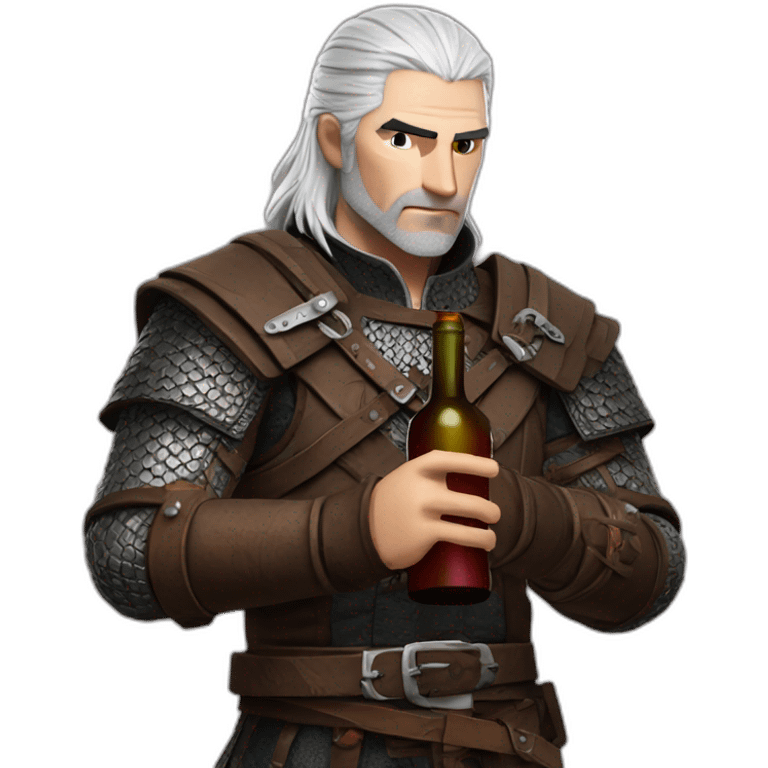 Geralt of Rivia with a bottle wine  emoji