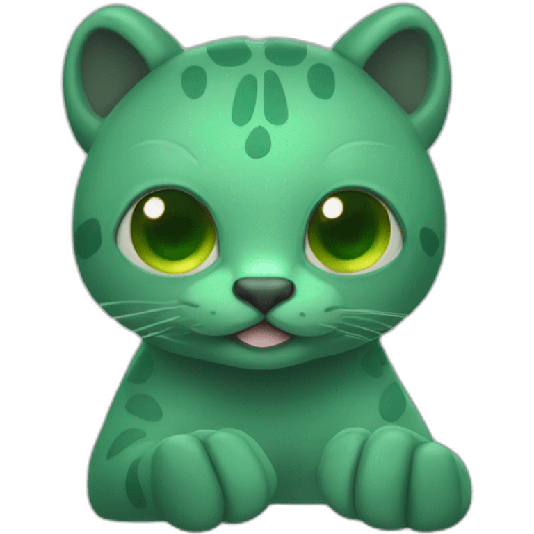 elebora un emojis que sea un gato negro con rayos en las manos y ojos saltones de color verde, que tenga bufanda y un tridente en la mano emoji