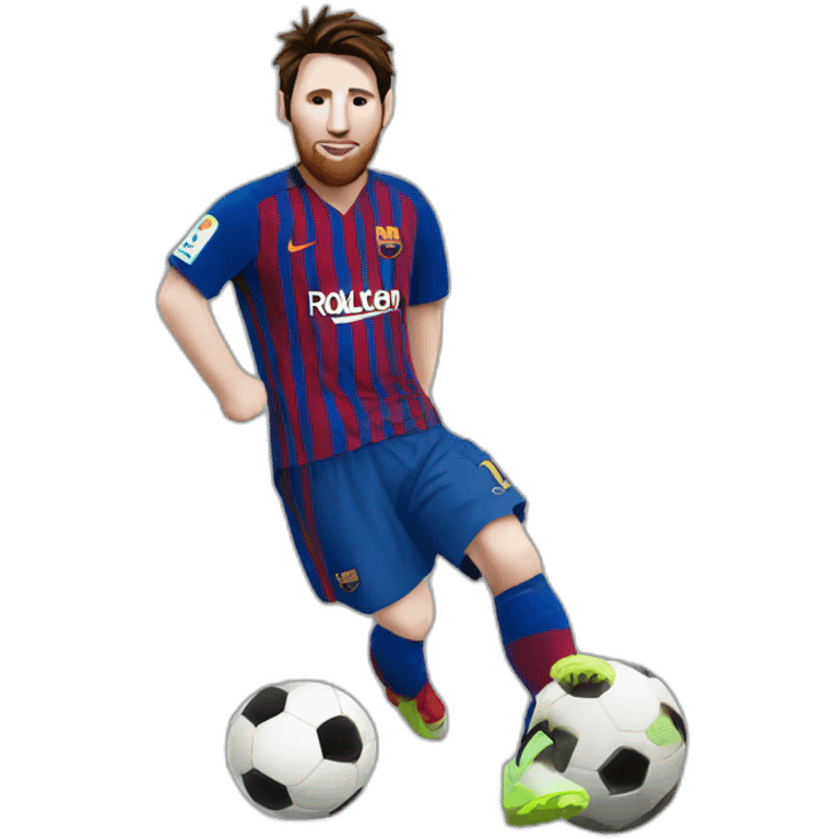 Messi with a soccer ball on his foot emoji