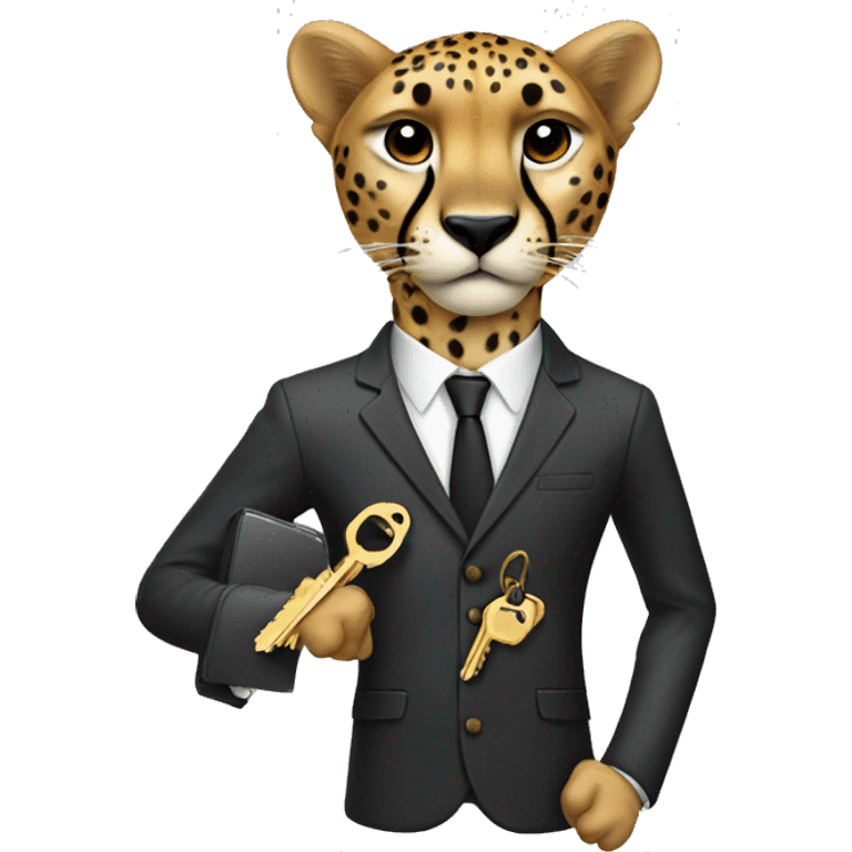 cheetah in a classic suit With keys emoji