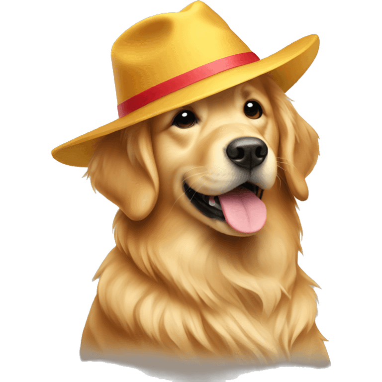 a golden retriever with a hat on emoji