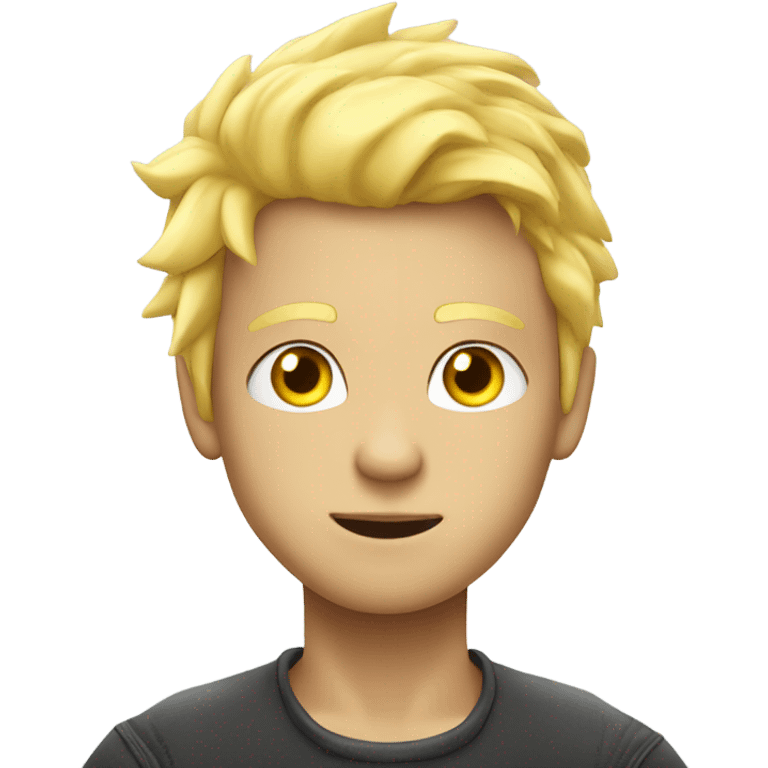 Blond hair yellow eyes boy with lightning superpowers emoji