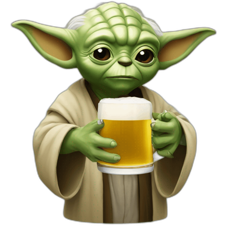 Yoda drinking a beer emoji