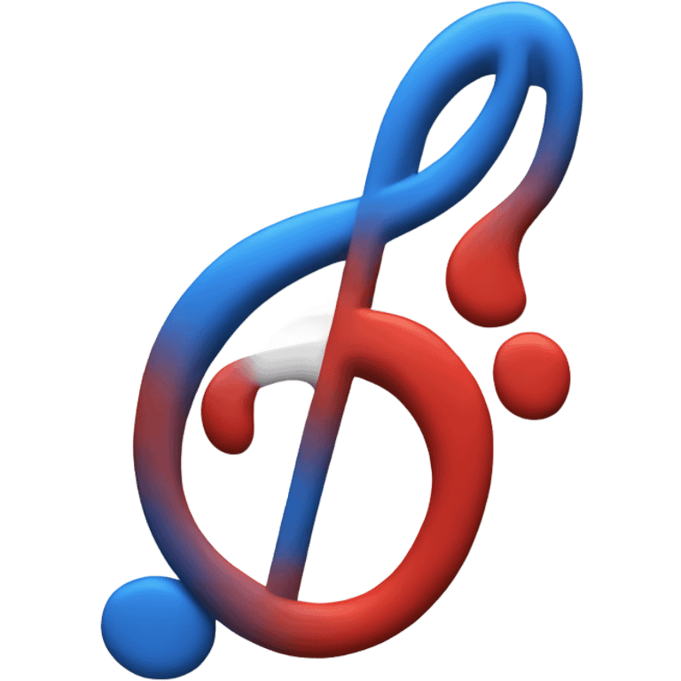 music note with blue white and red colors emoji