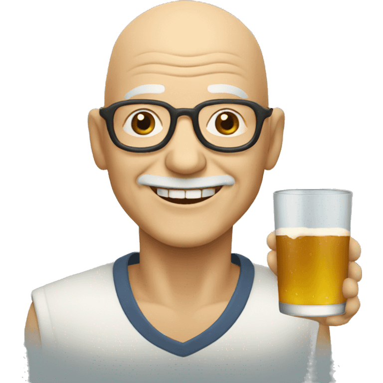 smiling bald old man drinking  emoji