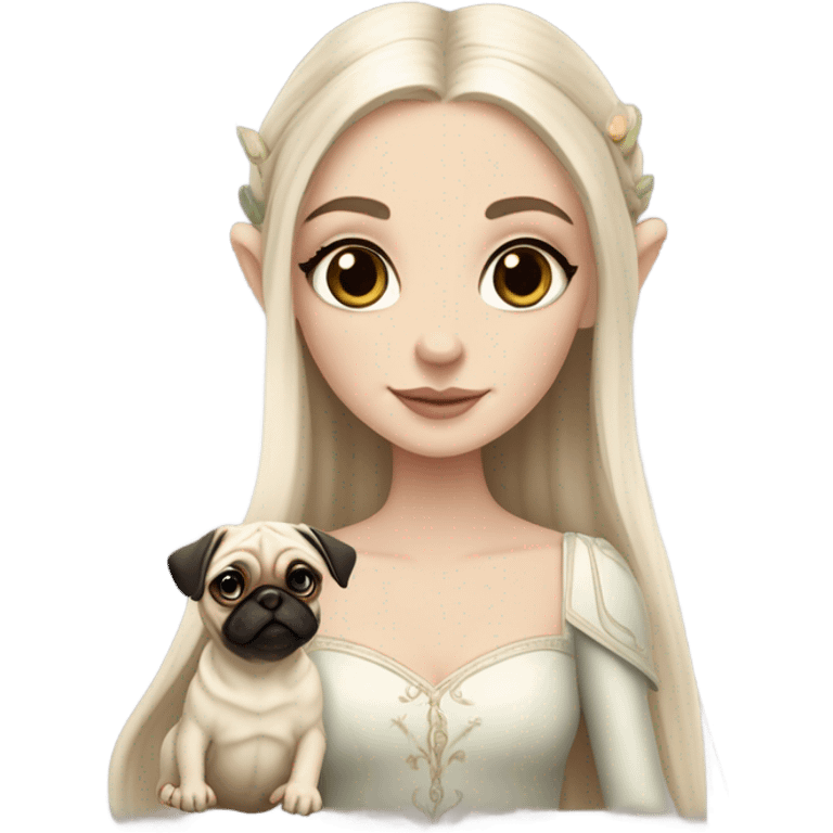 white girl elf with pug emoji