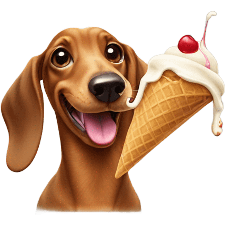 Dachshund eating ice cream emoji