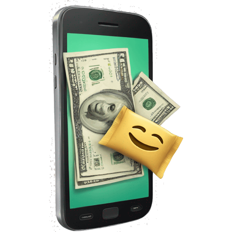 smartphone sending cash emoji