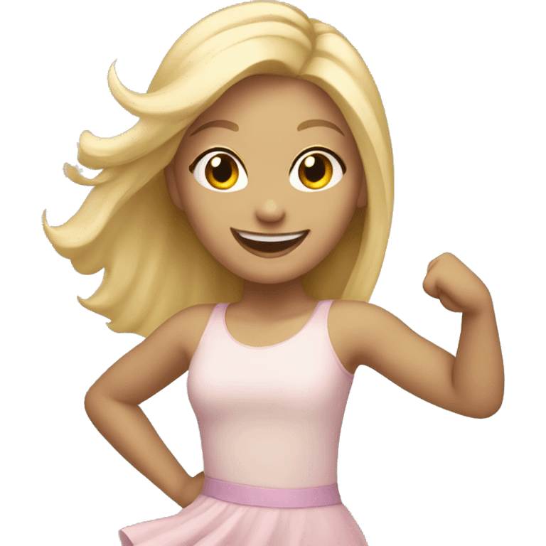 smiling girl with blonde hair dancing emoji