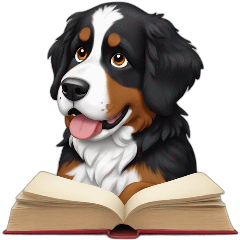 bernese mountain dog reading a book emoji