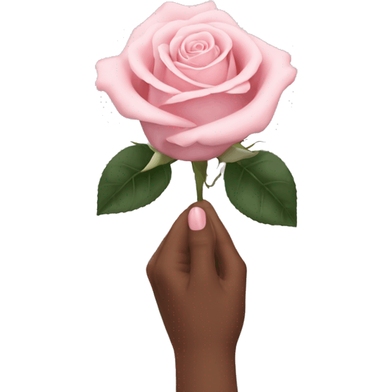 hand holding a single pale pink rose emoji