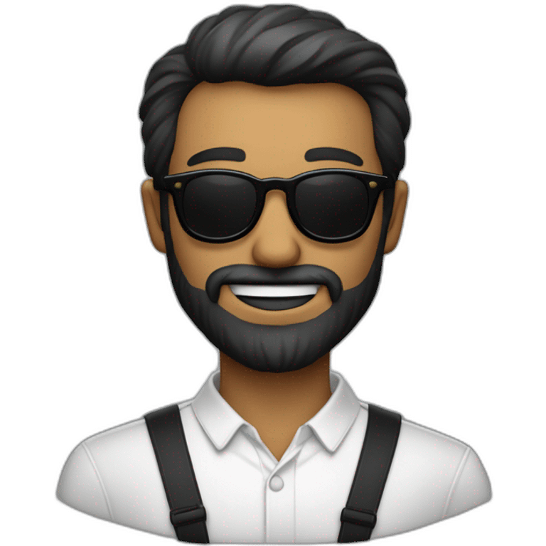 Homme chauve avec une barbe noir et des lunettes de soleil emoji