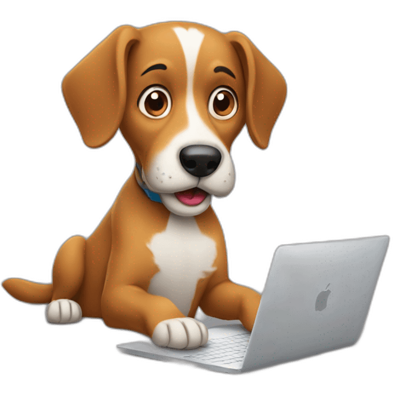 Dog reading MacBook emoji