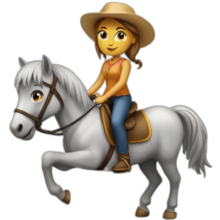 Fille sur poney emoji