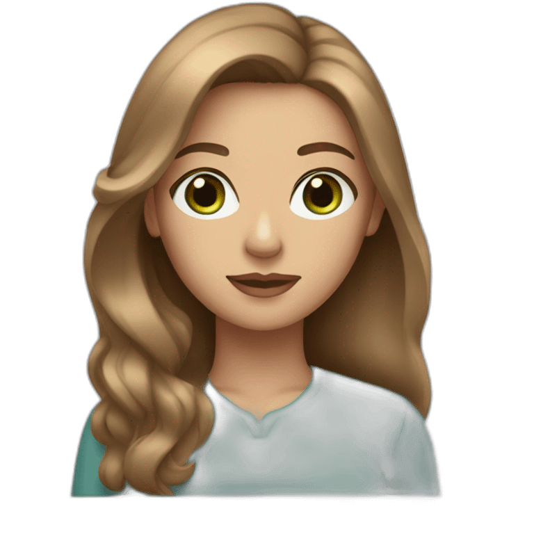 woman grading light brown hair, blue-green eyes emoji