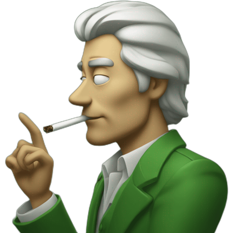 Man Smoking a green cigarette weary tiredeyes emoji