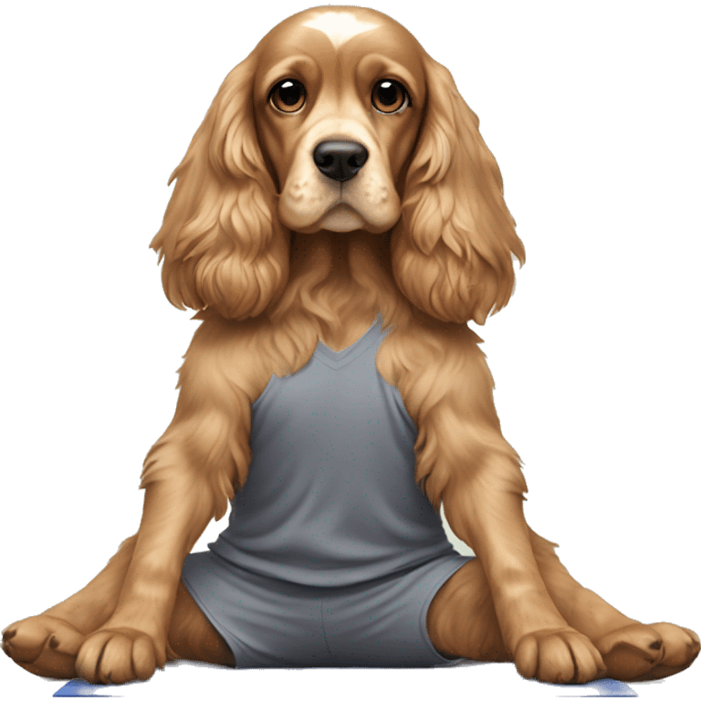 cocker spaniel doing yoga emoji