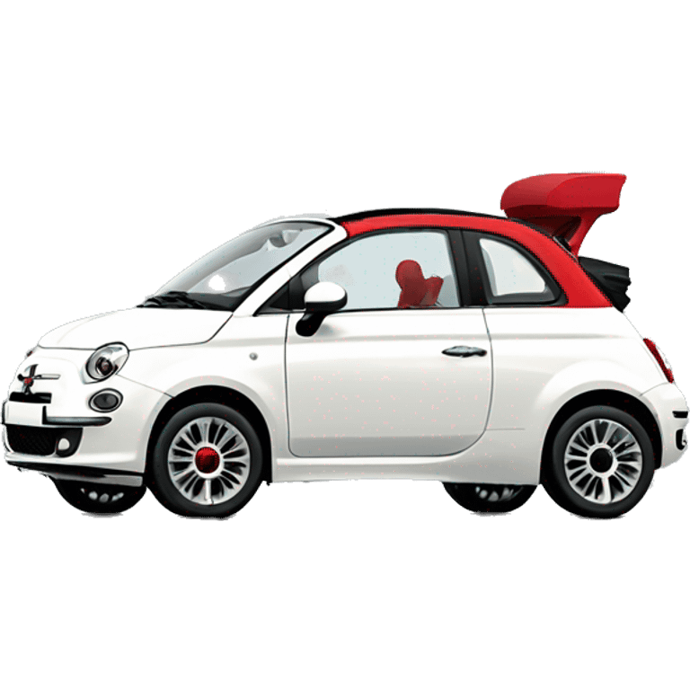 Fiat 500 Cabrio white red emoji