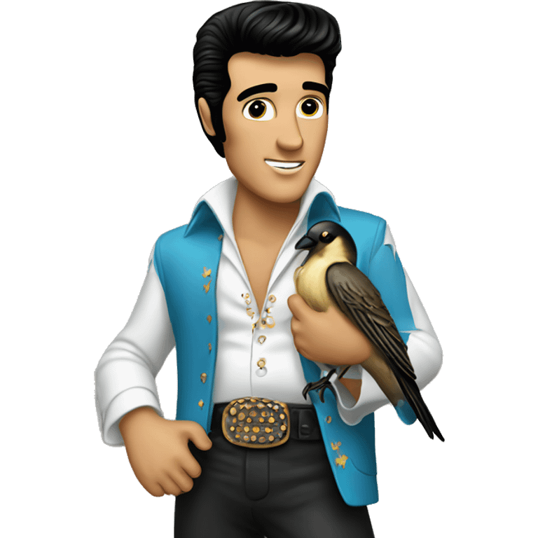 Elvis holding a finch  emoji