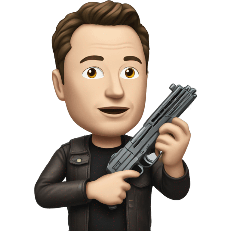 elon musk with realistic toygun to viewer emoji