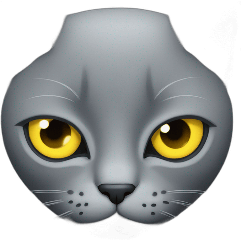 Face of gray cat with yellow eyes looking at you really brutal emoji