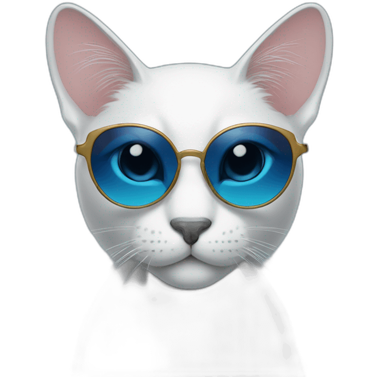 a blue kawaï cat round ears wearing sunglasses emoji