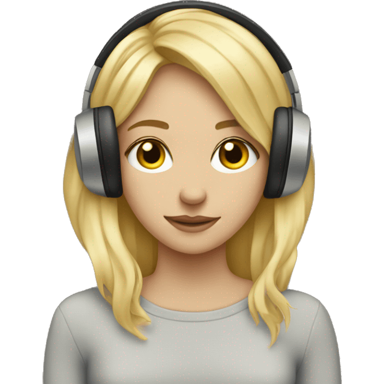 Blonde girl listening to music  emoji